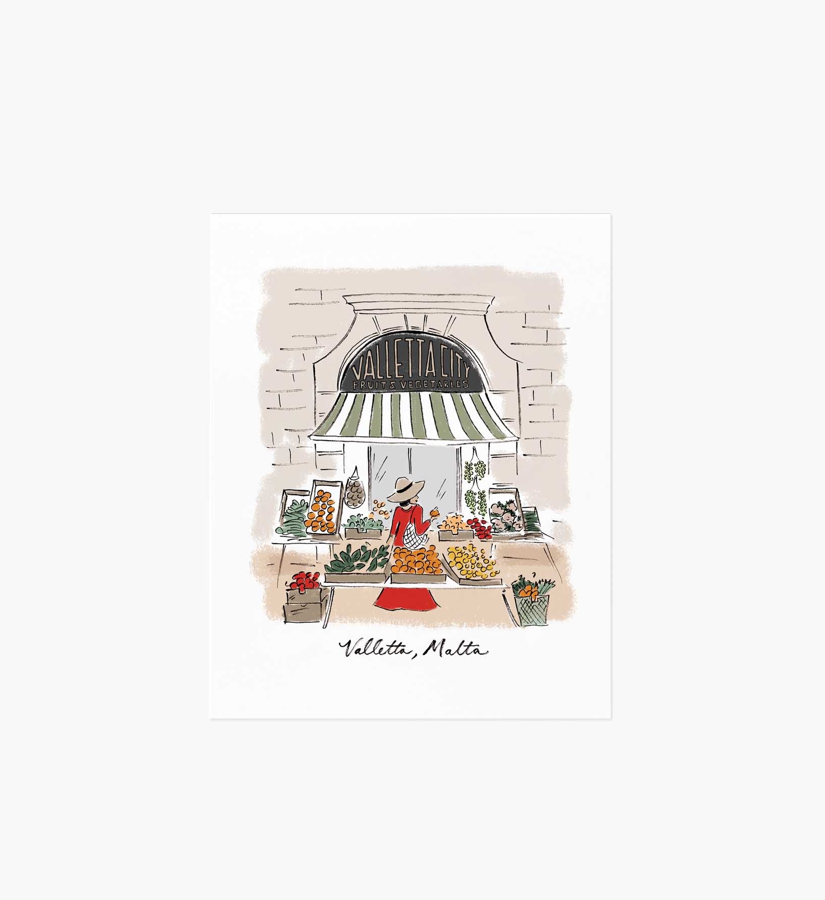 Valletta Travel Sketch Art Print