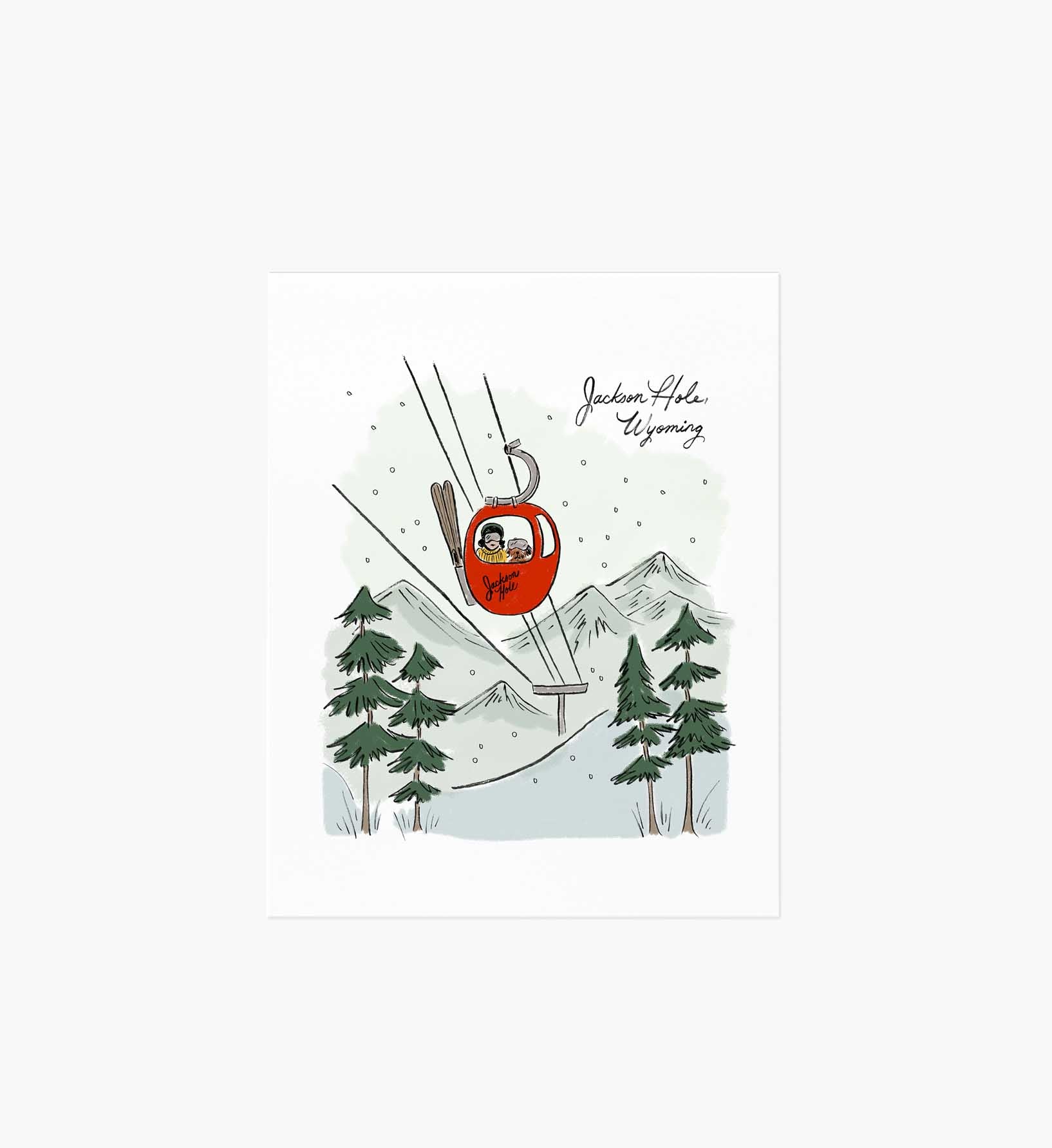 Jackson Hole Travel Sketch Art Print
