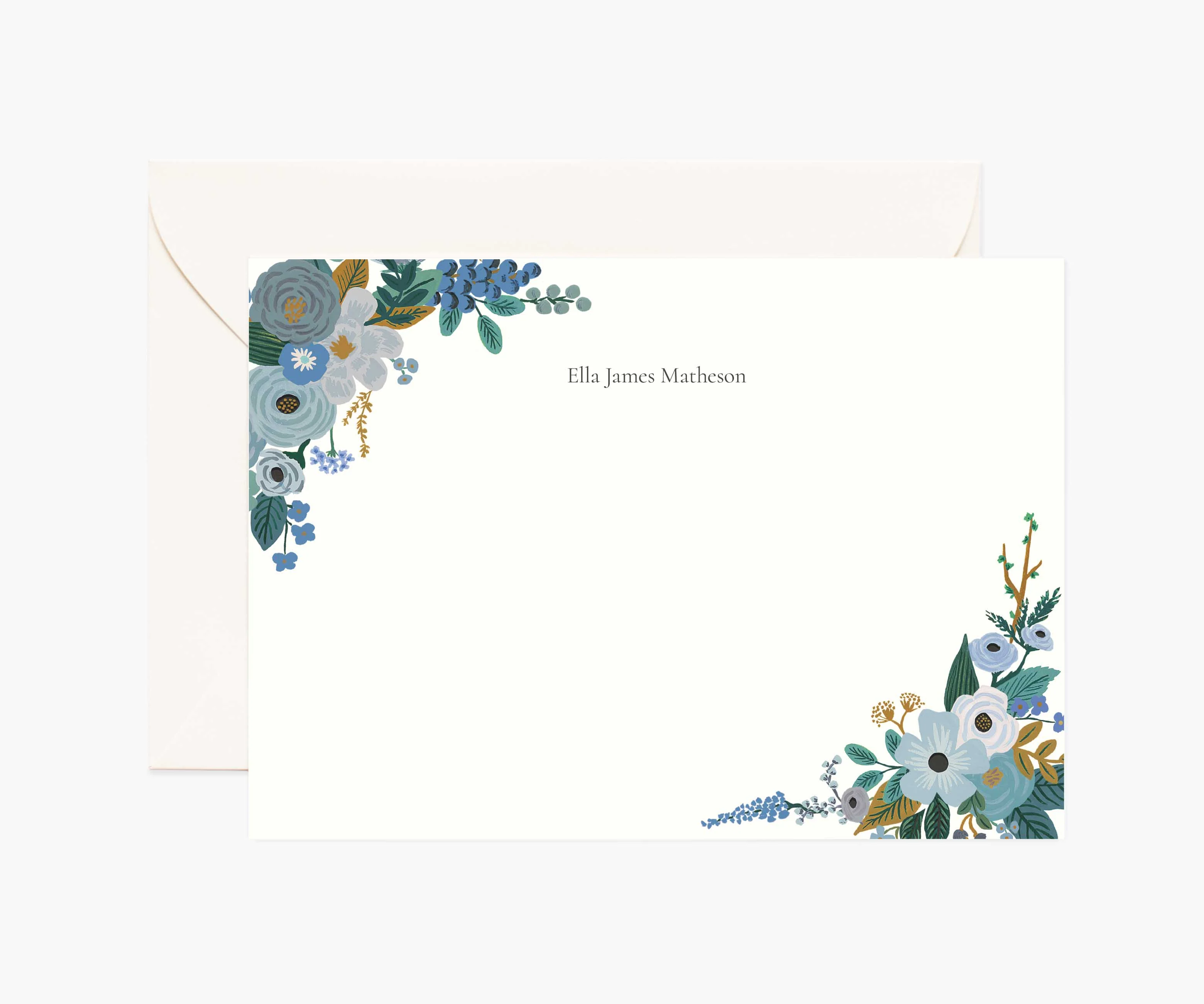 Floral Personalized Stationery  - Garden Party Blue