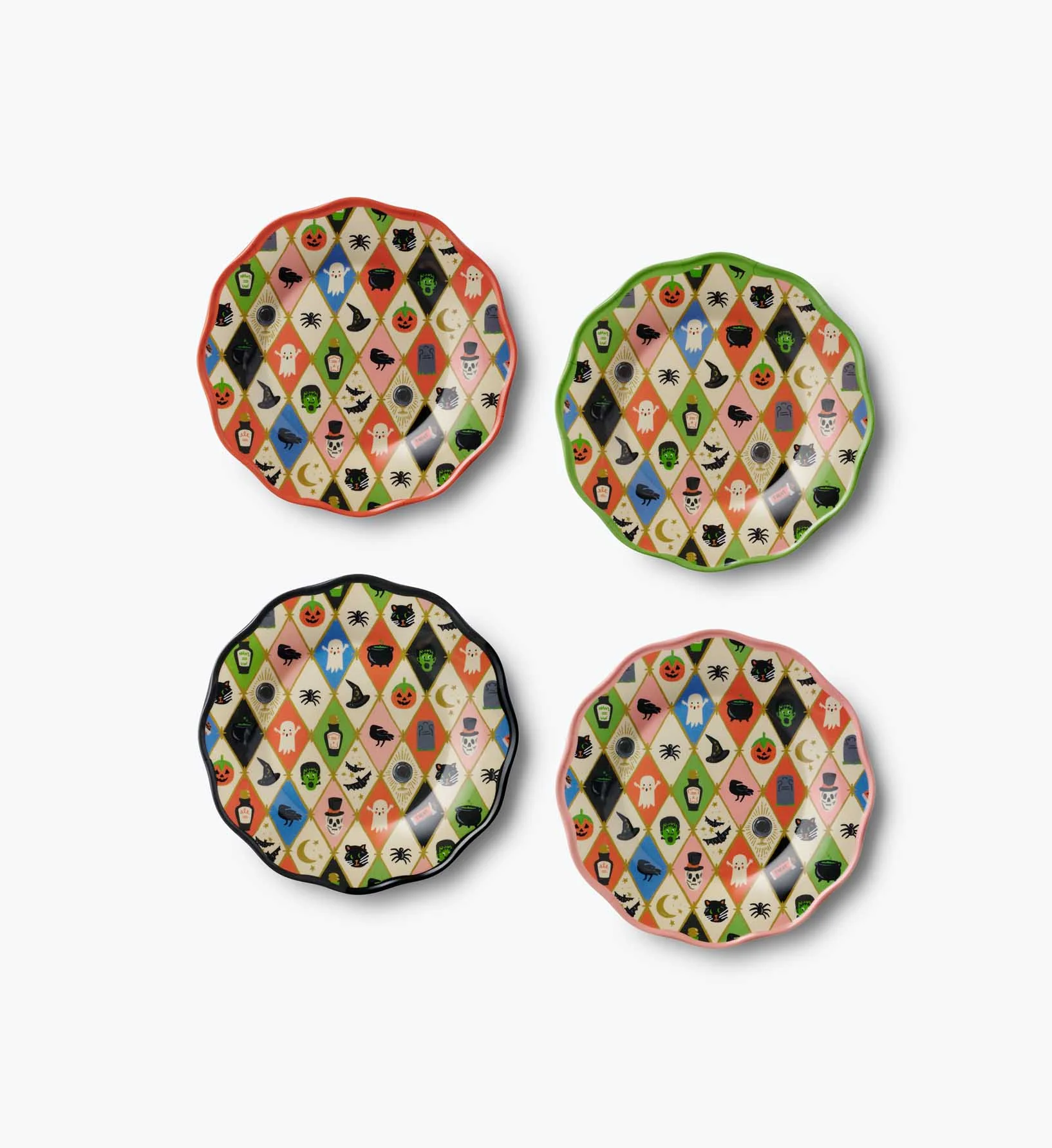 Melamine Assorted Dessert Plates - Halloween Argyle