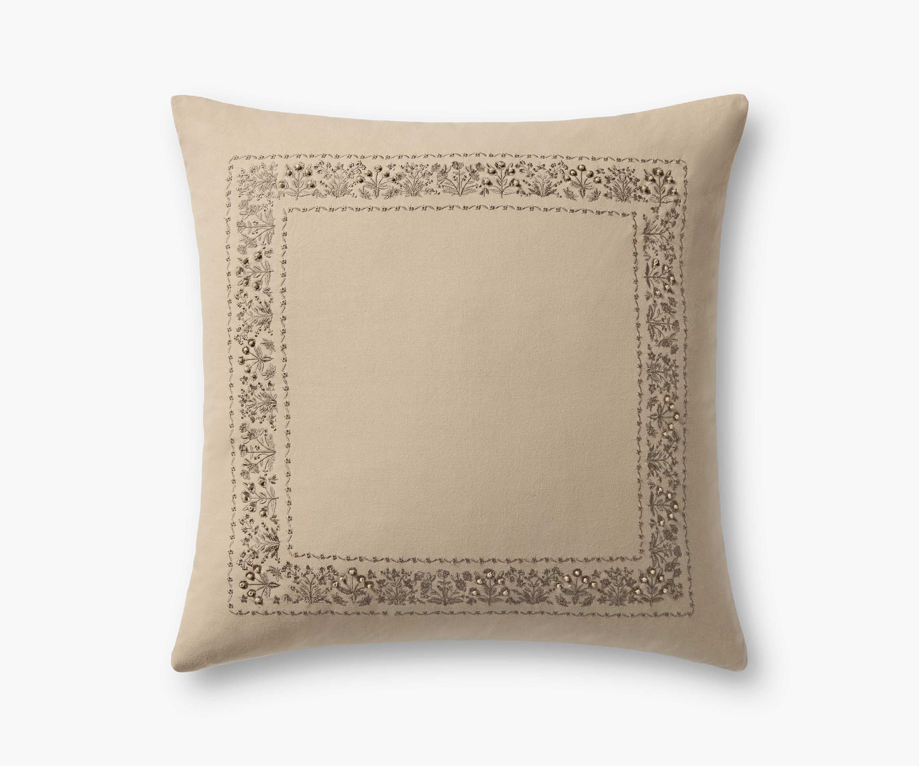 Estee Border Embroidered Pillow - Cream