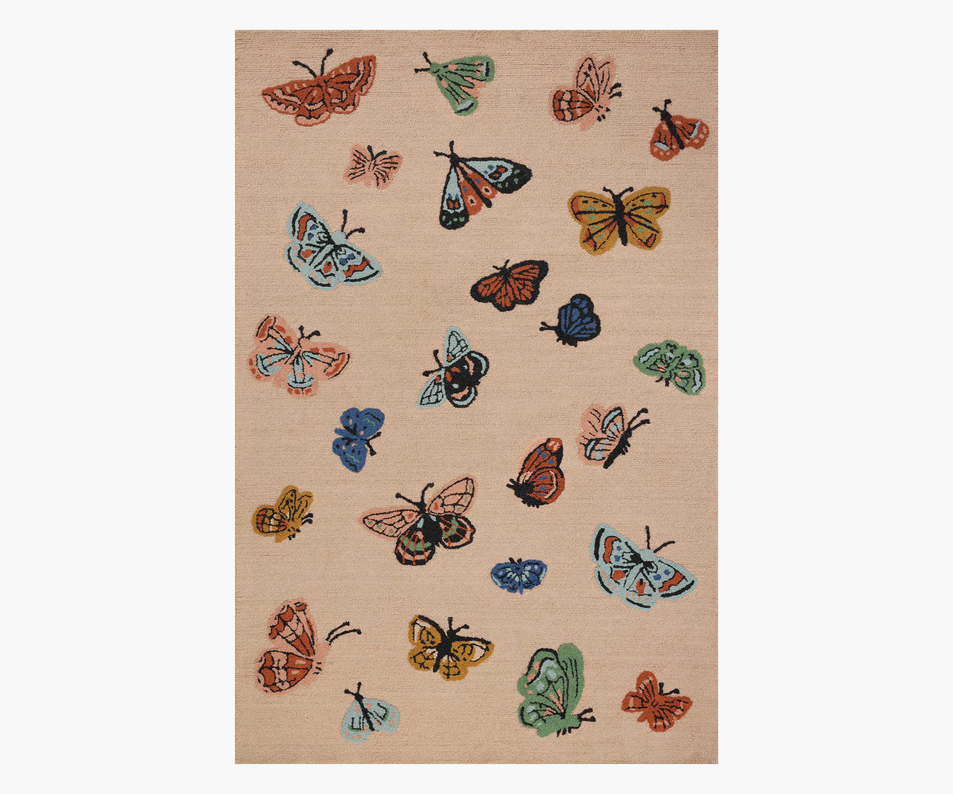 Highgrove Butterfly House Wool Hooked Rug - Blush