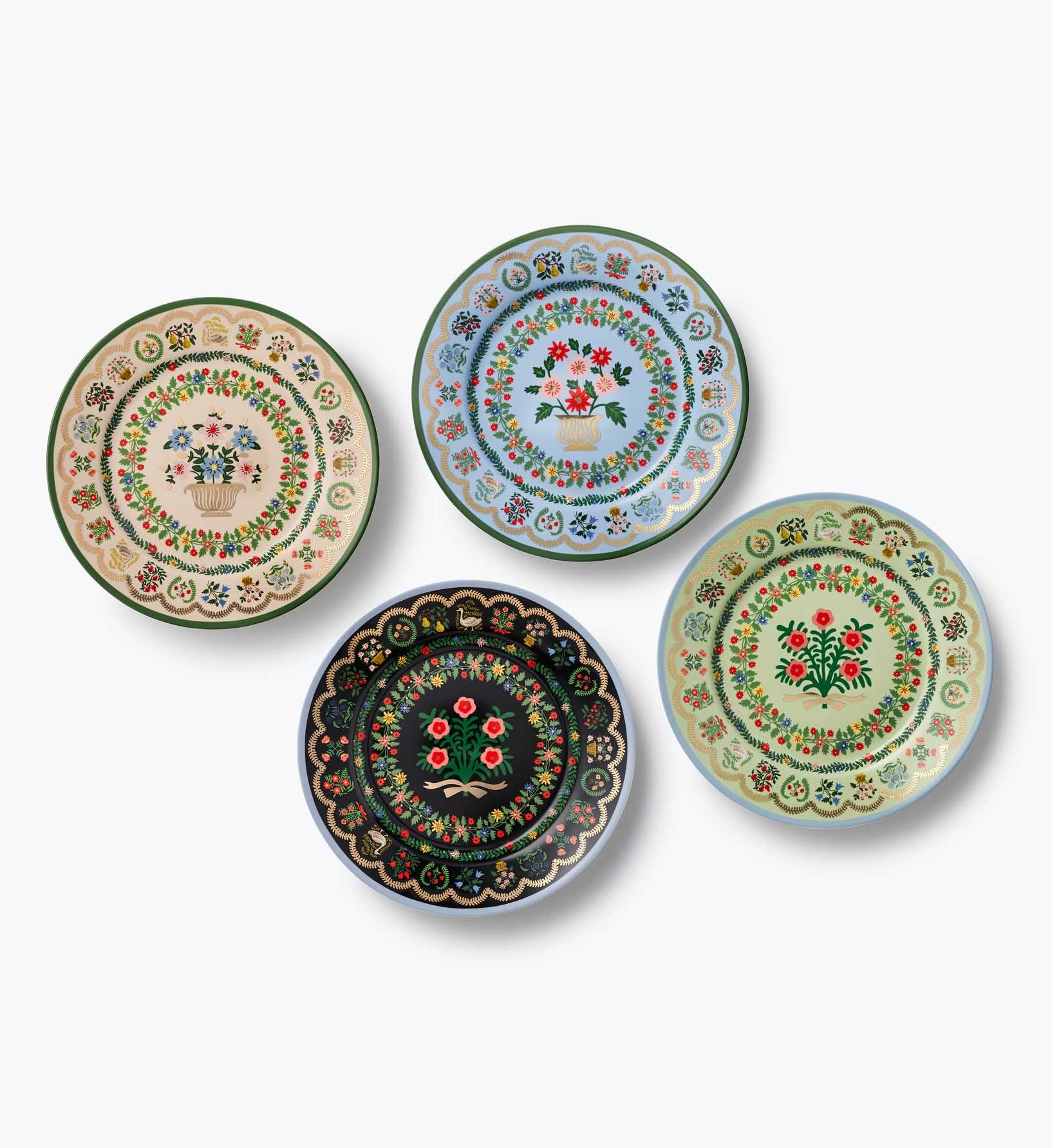 Porcelain Dessert Plate Set - Rosette