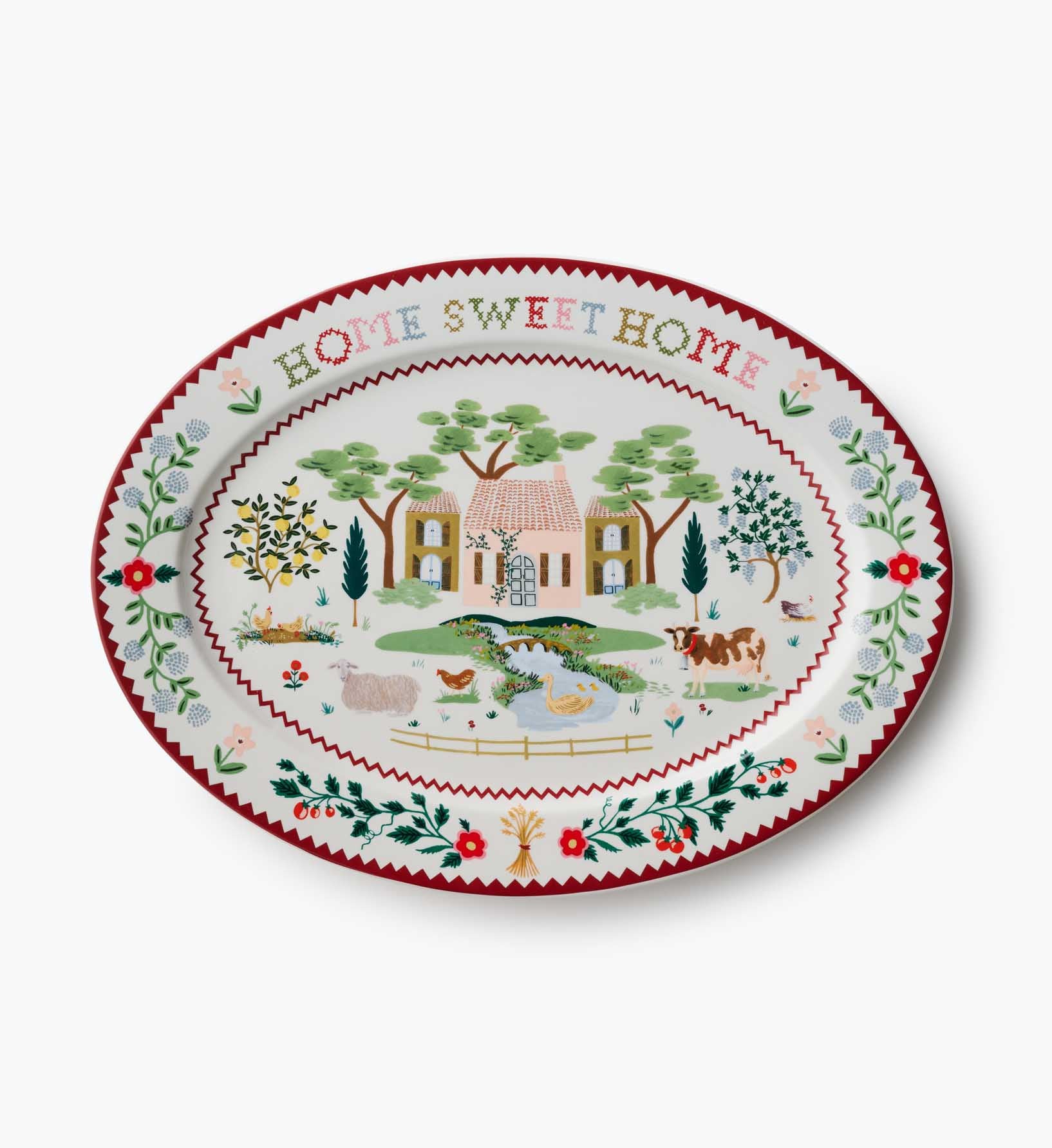 Large Porcelain Serving Platter - Home Sweet Home