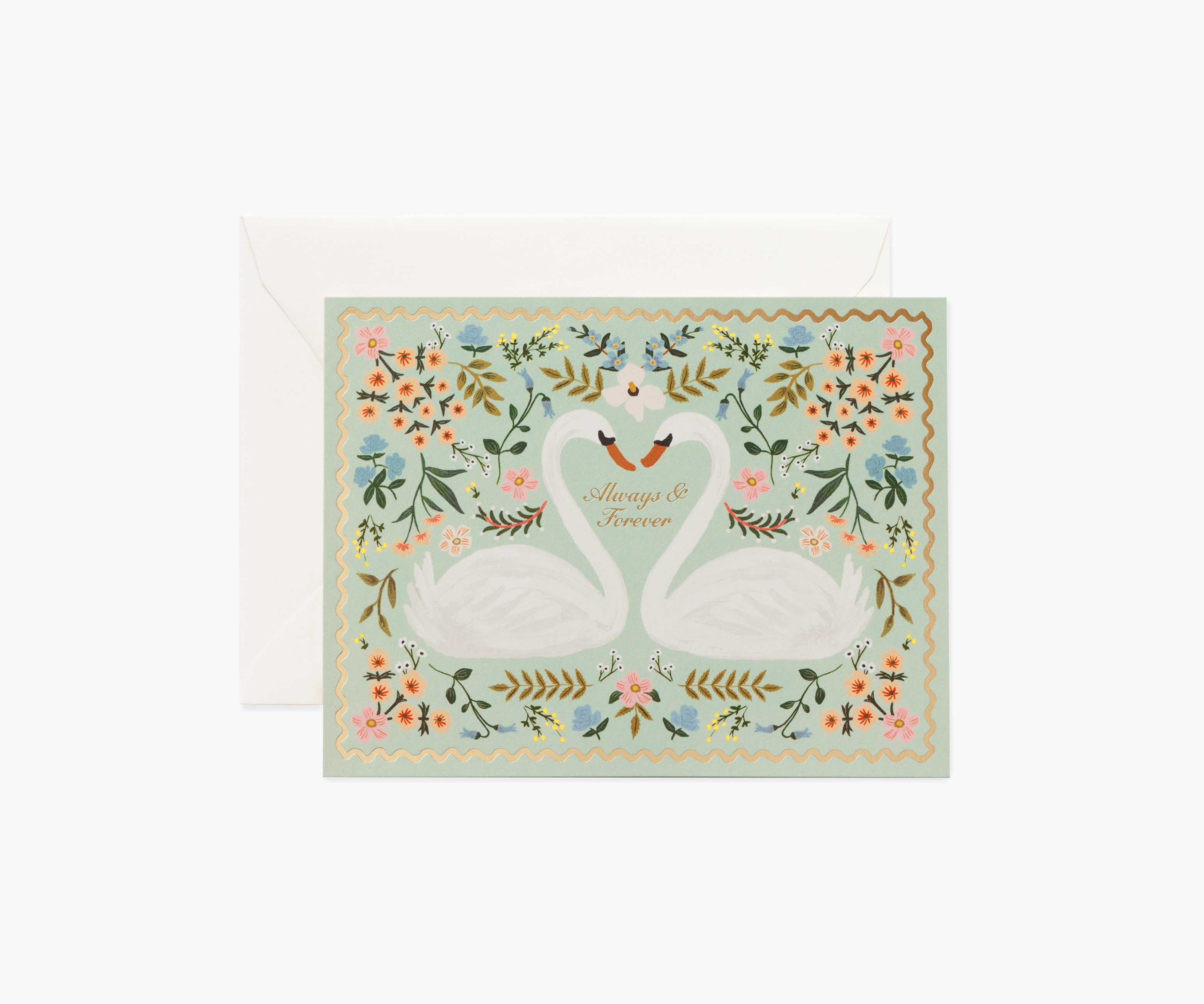 Always & Forever Swans Wedding Card - Single Card