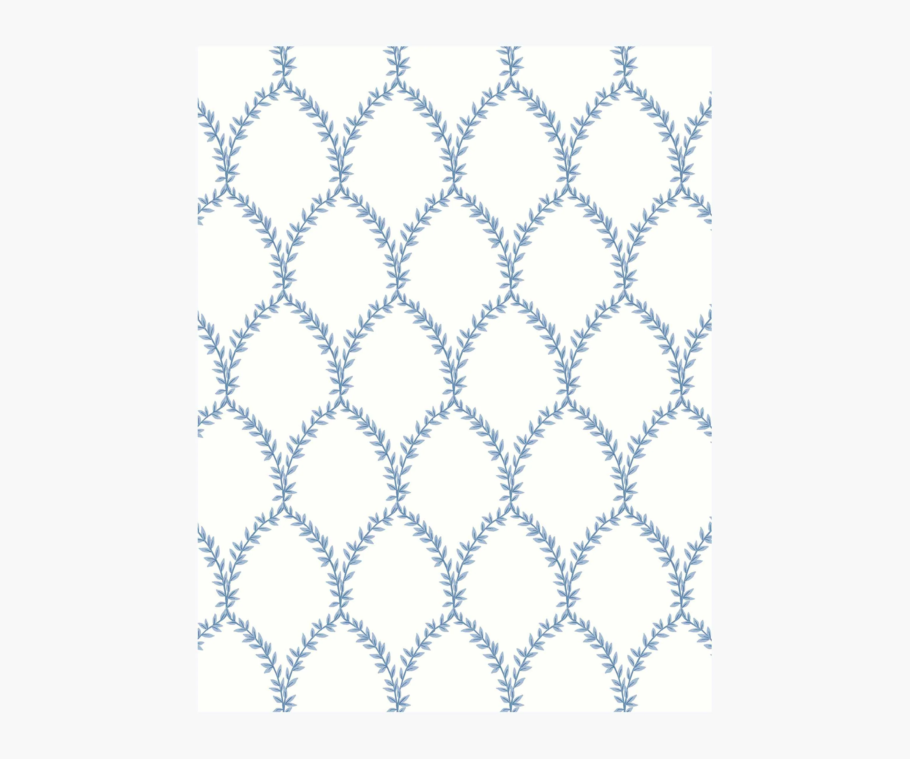 Laurel Wallpaper Sample - Blue & White