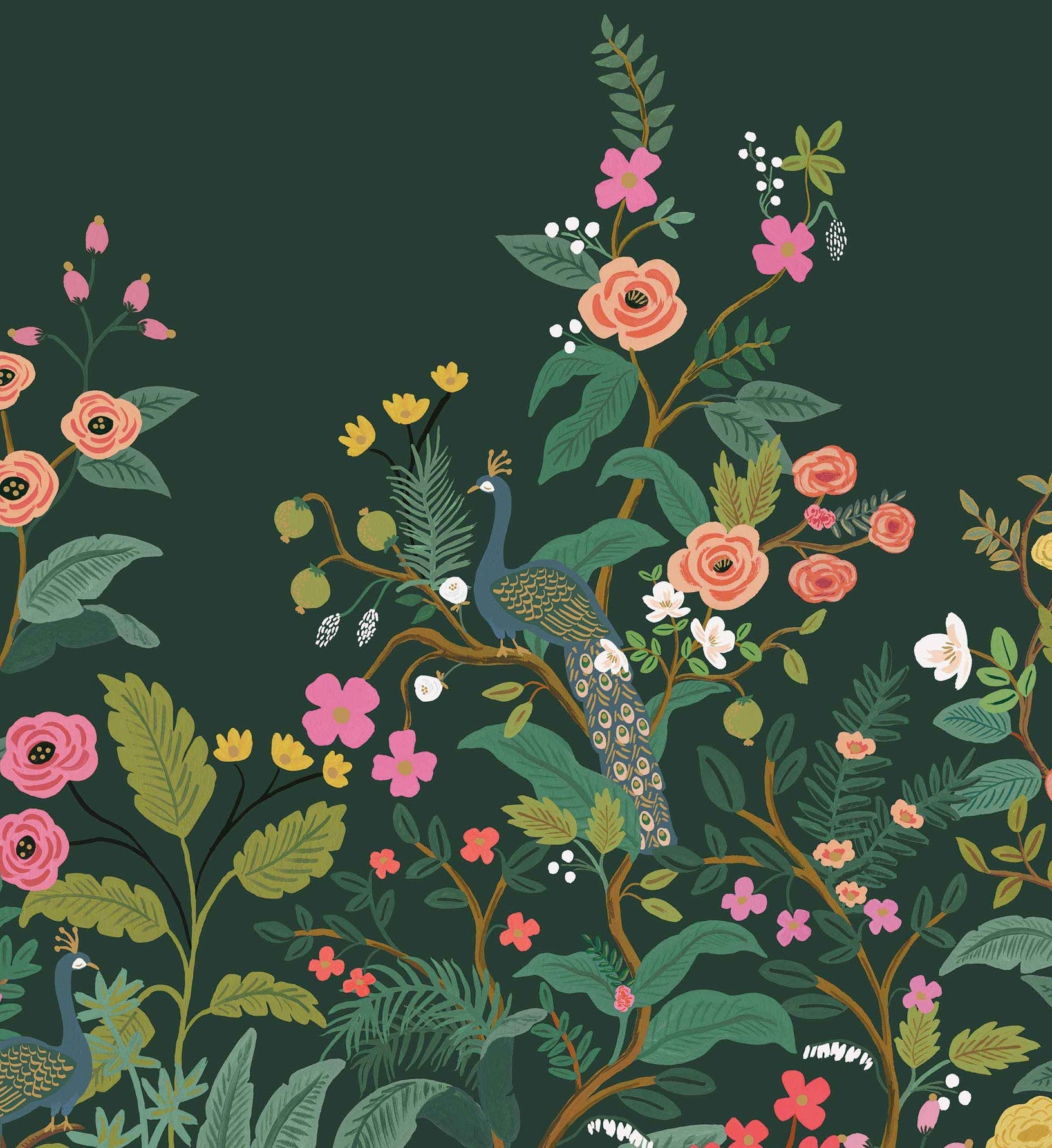 Peacock Wallpaper Mural - Emerald - Image 3